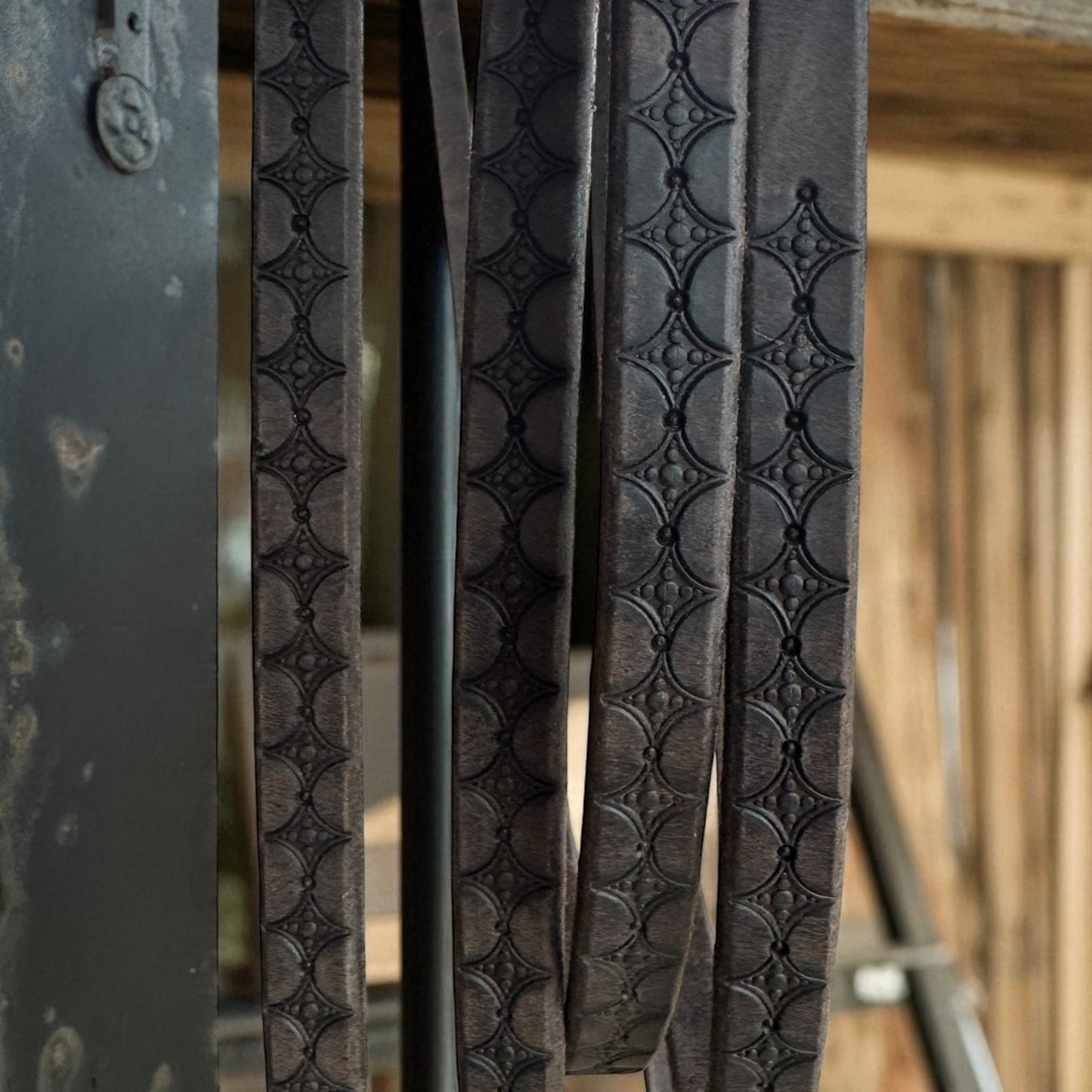 8ft Chocolate Tooled 5/8” Split Reins