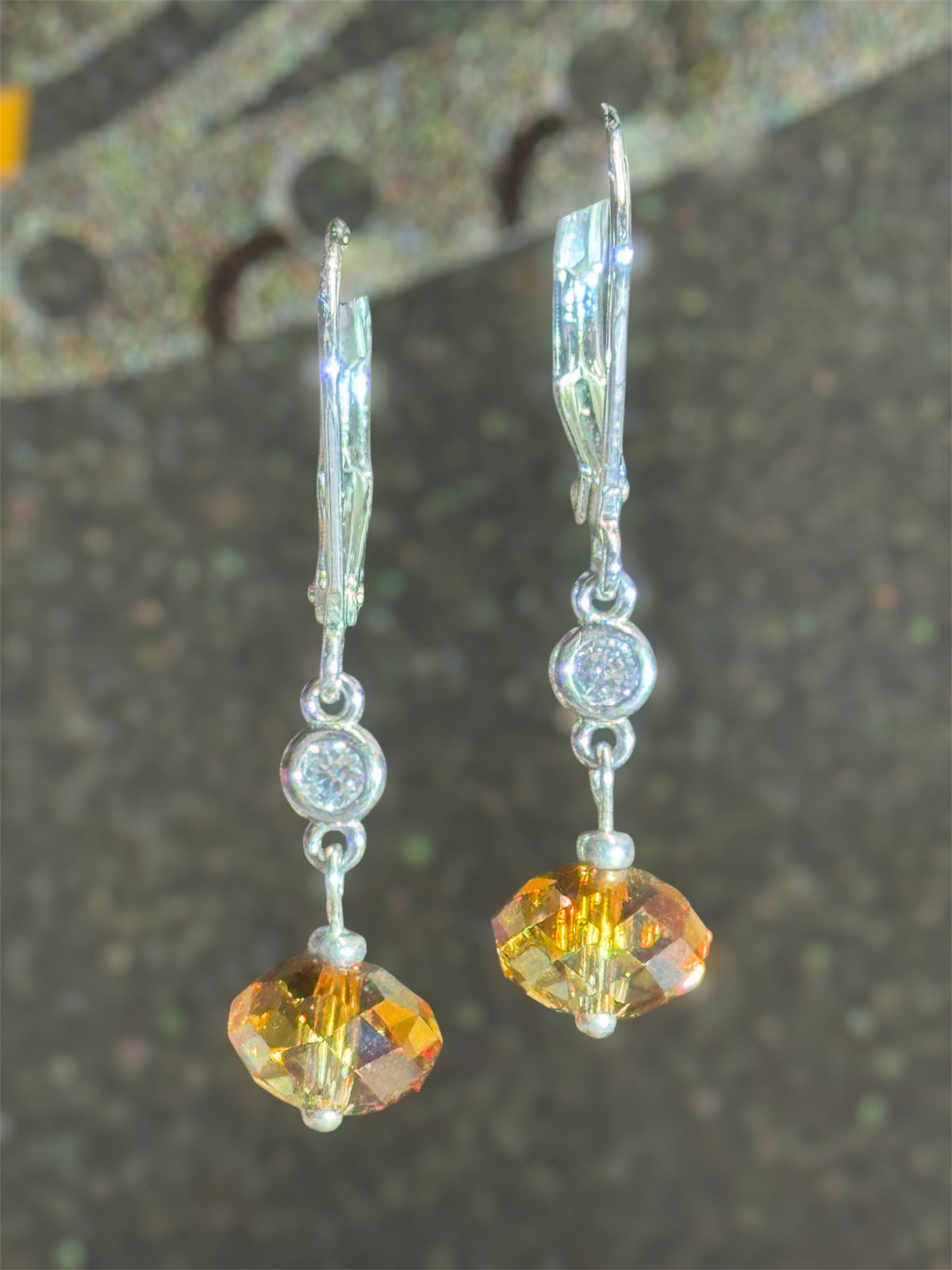 Sterling Silver Brown Fire Swarovski Earrings