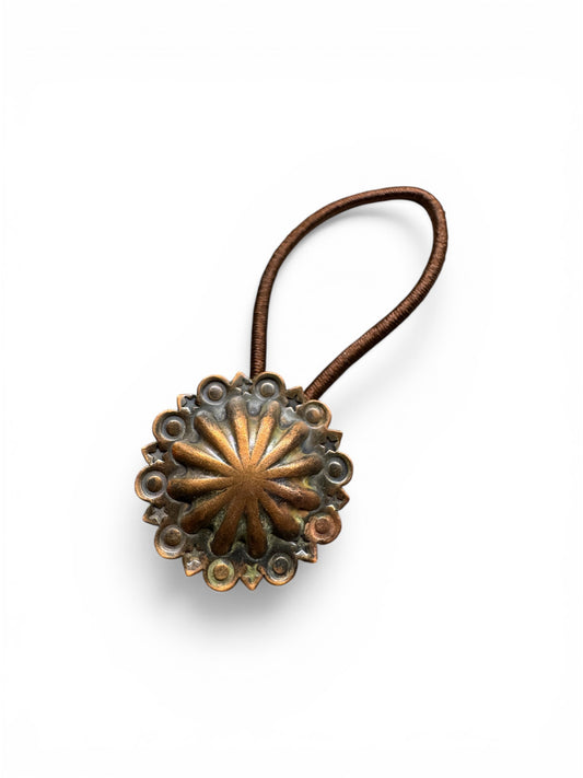 Copper Hair Tie Concho- Star and Circle- Single