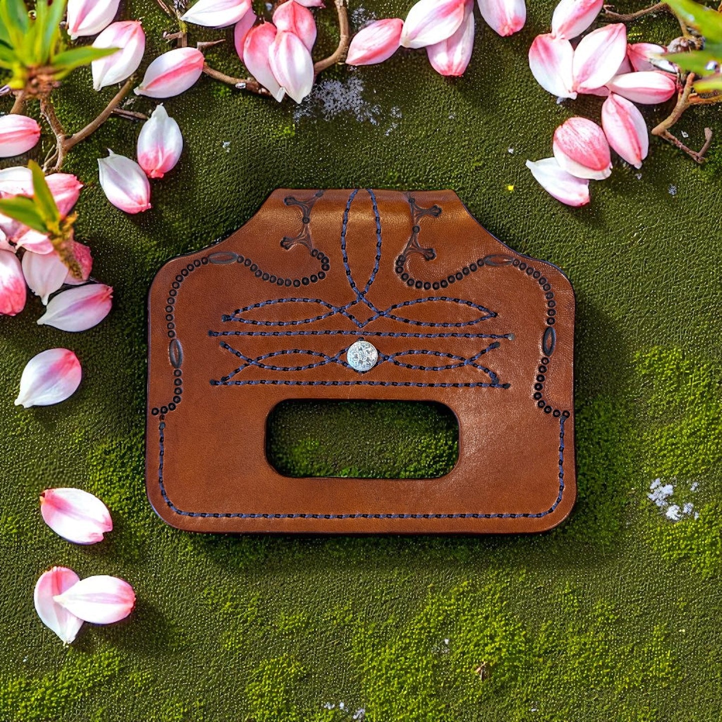 Midnight Purple Stitched Detail & Tooled Beaded Necklace- Hand Towel Holder