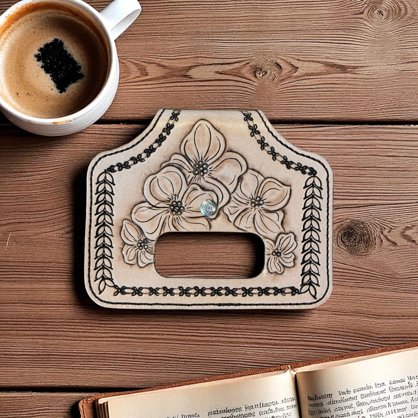 Blonde 5-Flower Tooled Hand Towel Holder