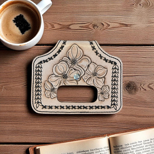 Blonde 5-Flower Tooled Hand Towel Holder