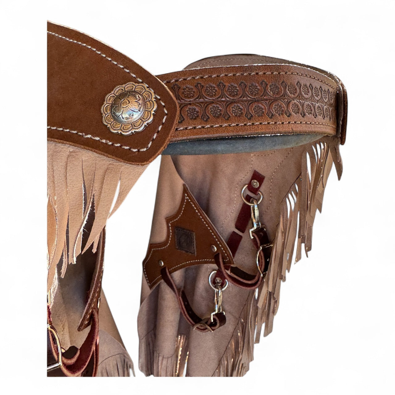 Youth Chinks: Gray/Tan Lamb: Heart: 4-6yrs