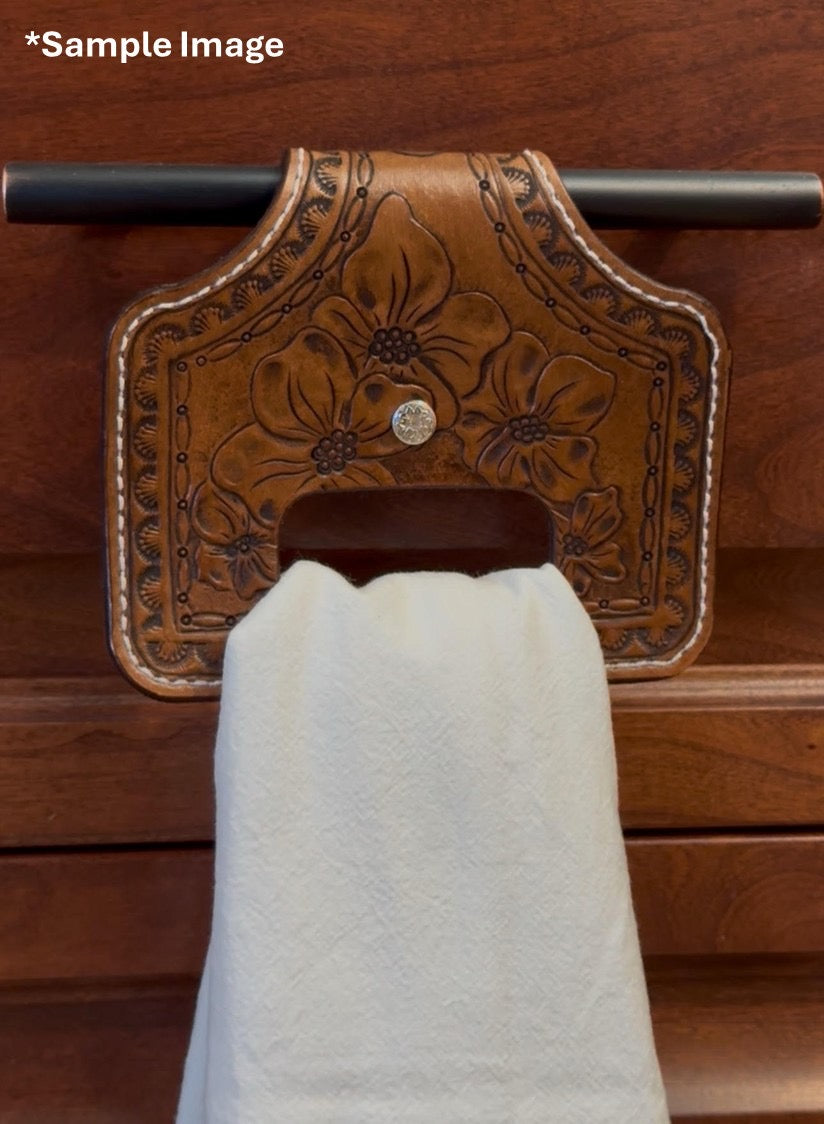 Blonde 5-Flower Tooled Hand Towel Holder