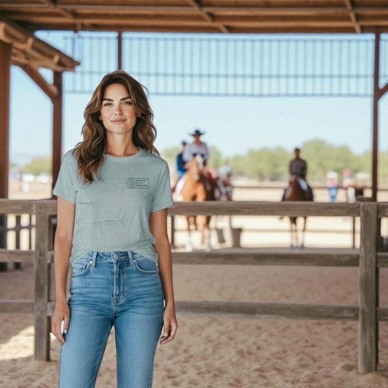 Pretty Real Leather Logo T-shirt- Slate Blue
