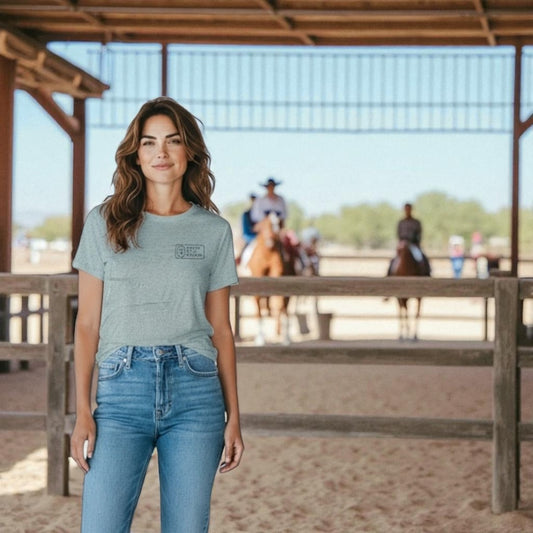 Pretty Real Leather Logo T-shirt- Slate Blue