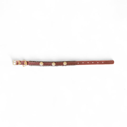 Dog Collar: 3-Concho w/ Black Edge Stitching