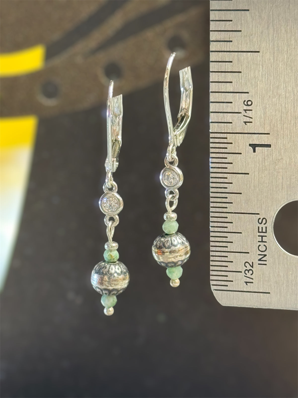 Sterling Silver- Faceted Turquoise and Cubic Zirconia Dangle Earrings