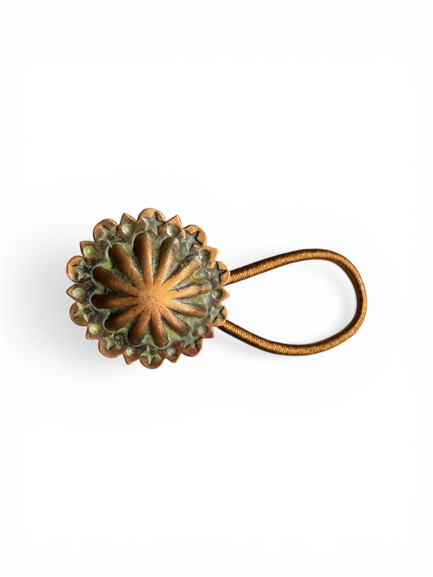 Copper- Hair Tie Concho- Star and Punch- Patina- SET
