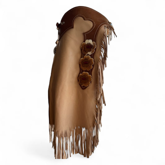 Youth Chinks: Gray/Tan Lamb: Heart: 4-6yrs