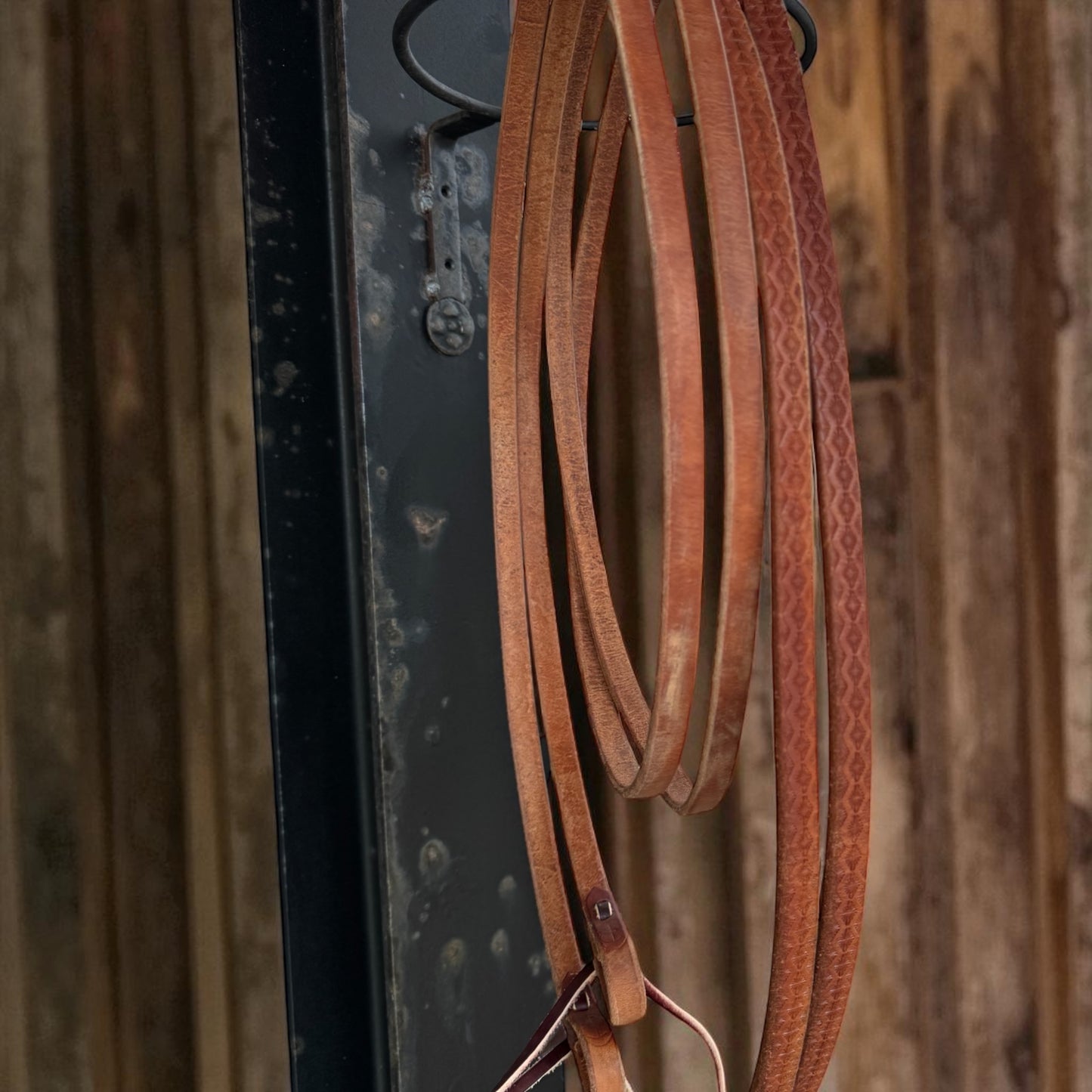 Natural Geometric Tooled Tied Split Reins