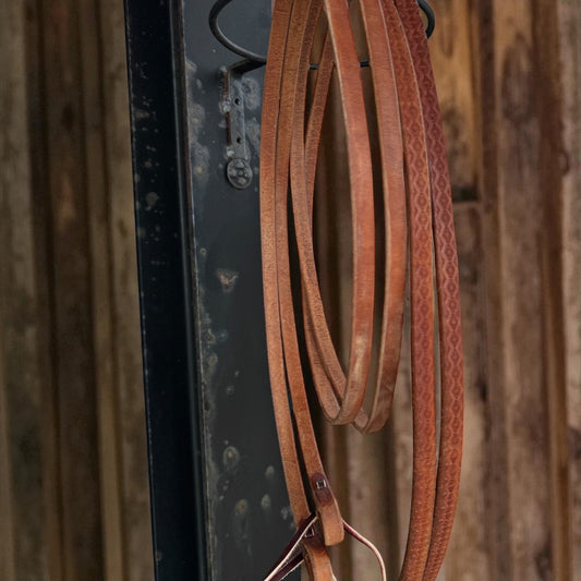 Natural Geometric Tooled Tied Split Reins