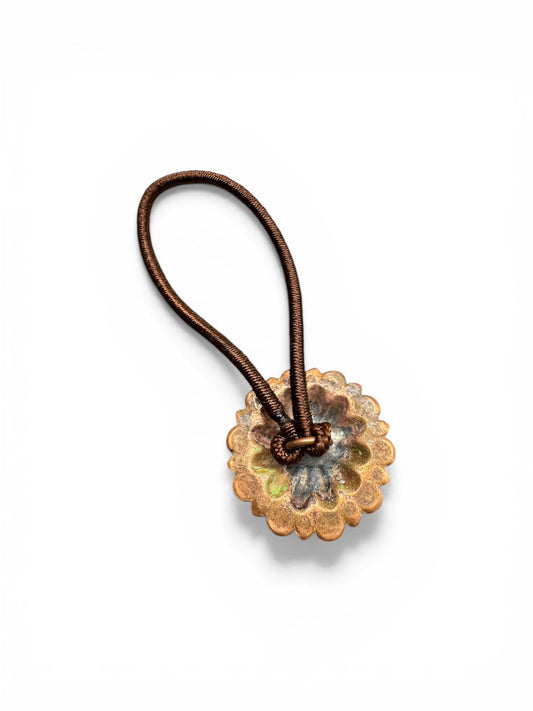 Copper Hair Tie Concho- Star and Circle- Single