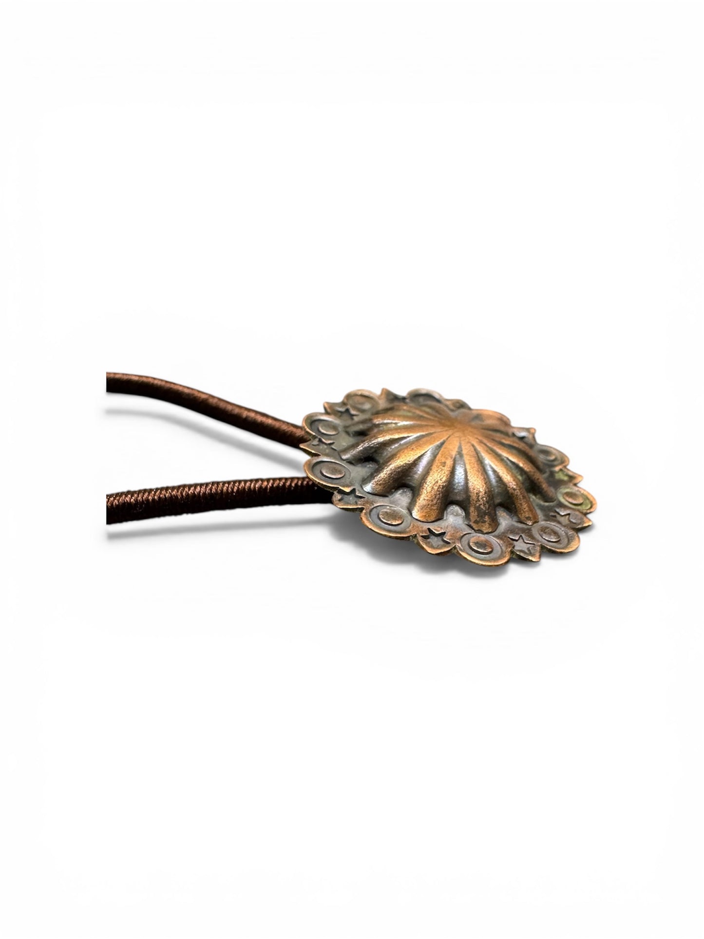 Copper Hair Tie Concho- Star and Circle- Single